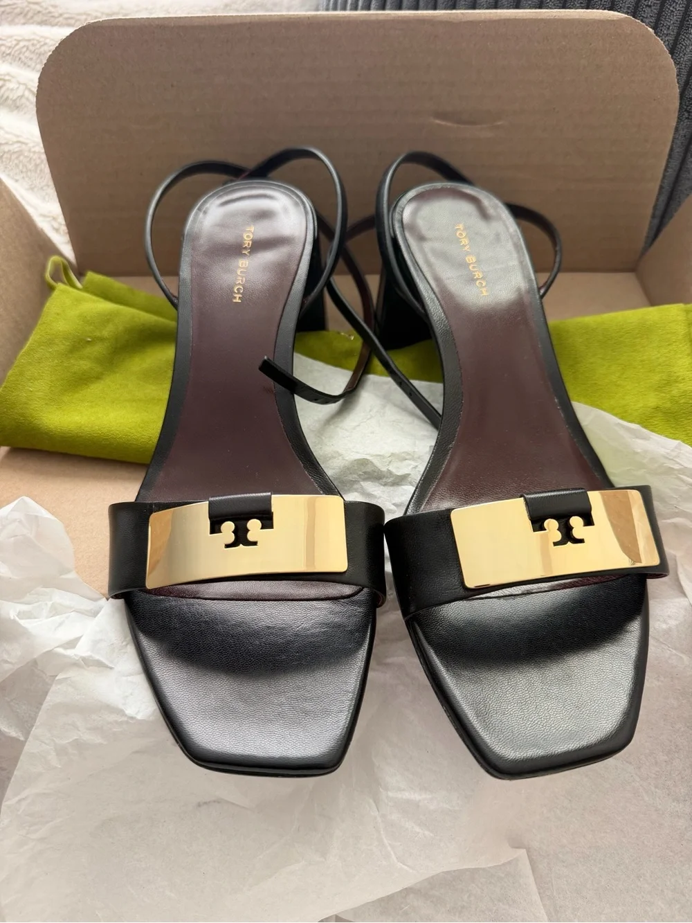 Tory Burch Womens Gigi Sandal 55MM Perfect Black/Gold 8 Medium